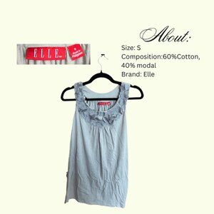 Elle Gray Floral Neckline Tank Top | Soft Modal Cotton Sleeveless Blouse Size S